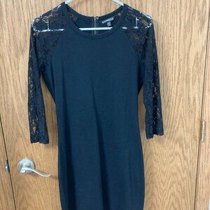 Express Black 3/4 Lace Sleeve Dress - M